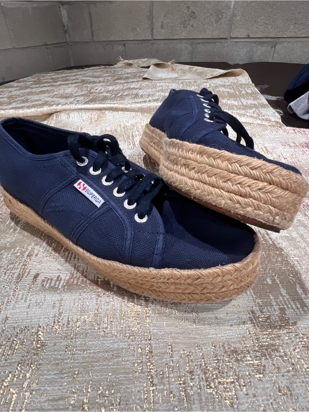 Superga Women's Blue Canvas Espadrille Fashion Sneakers